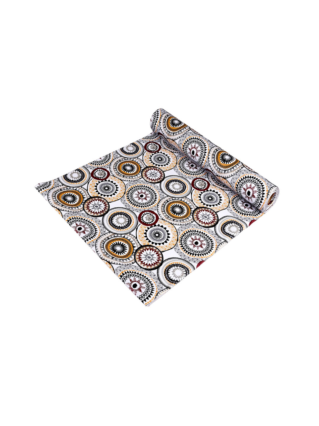 Kuber Industries White & Black Rangoli-Designed Shelf Liner Cabinet Mat