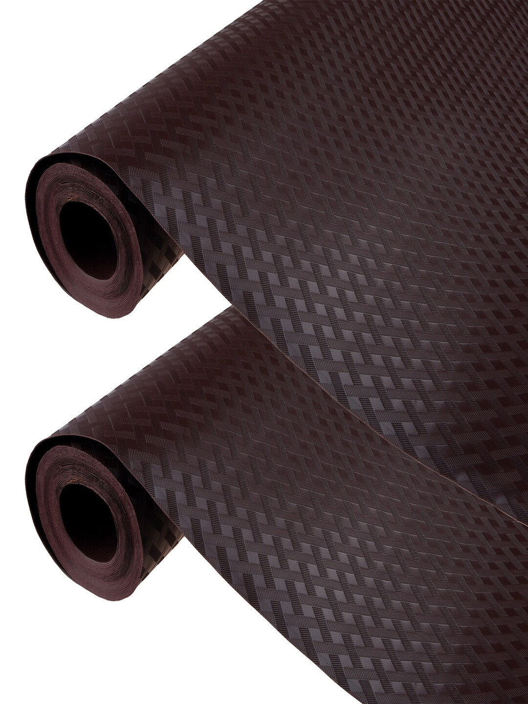 Kuber Industries Brown 2 Pieces Textured Anti-Slip Roll Mat Shelf Liners