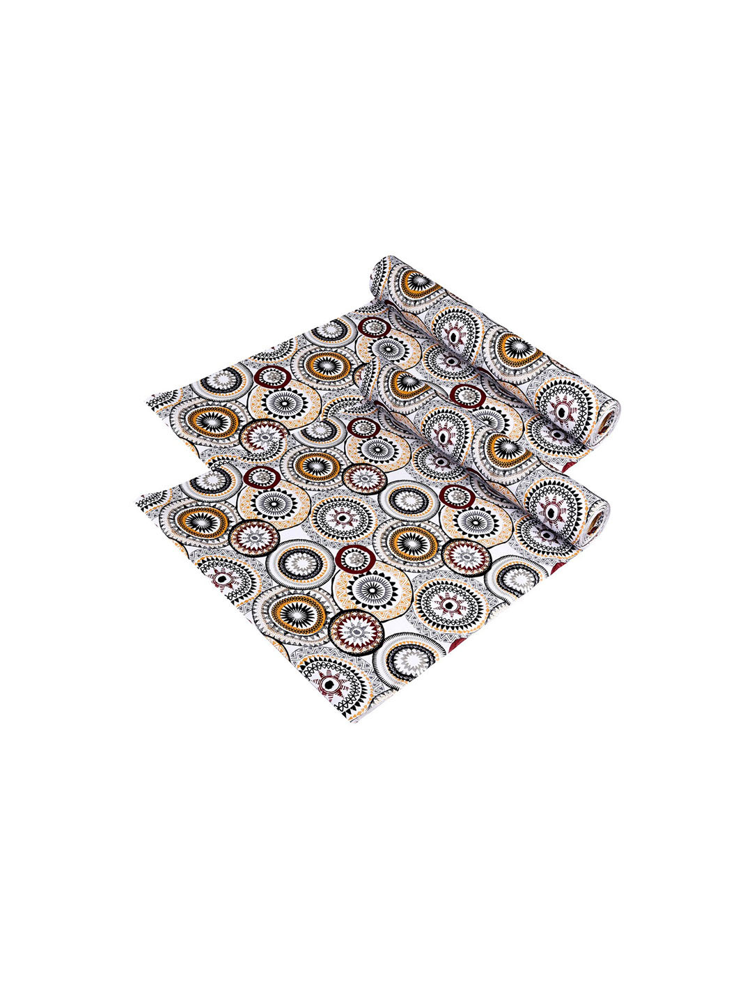 Kuber Industries White & Black 2 Pieces Rangoli-designed Shelf Liner Cabinet Mats