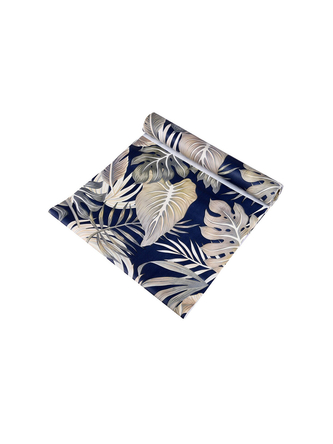 Kuber Industries Blue & Beige Leaf Printed Shelf Liner Cabinet Mat