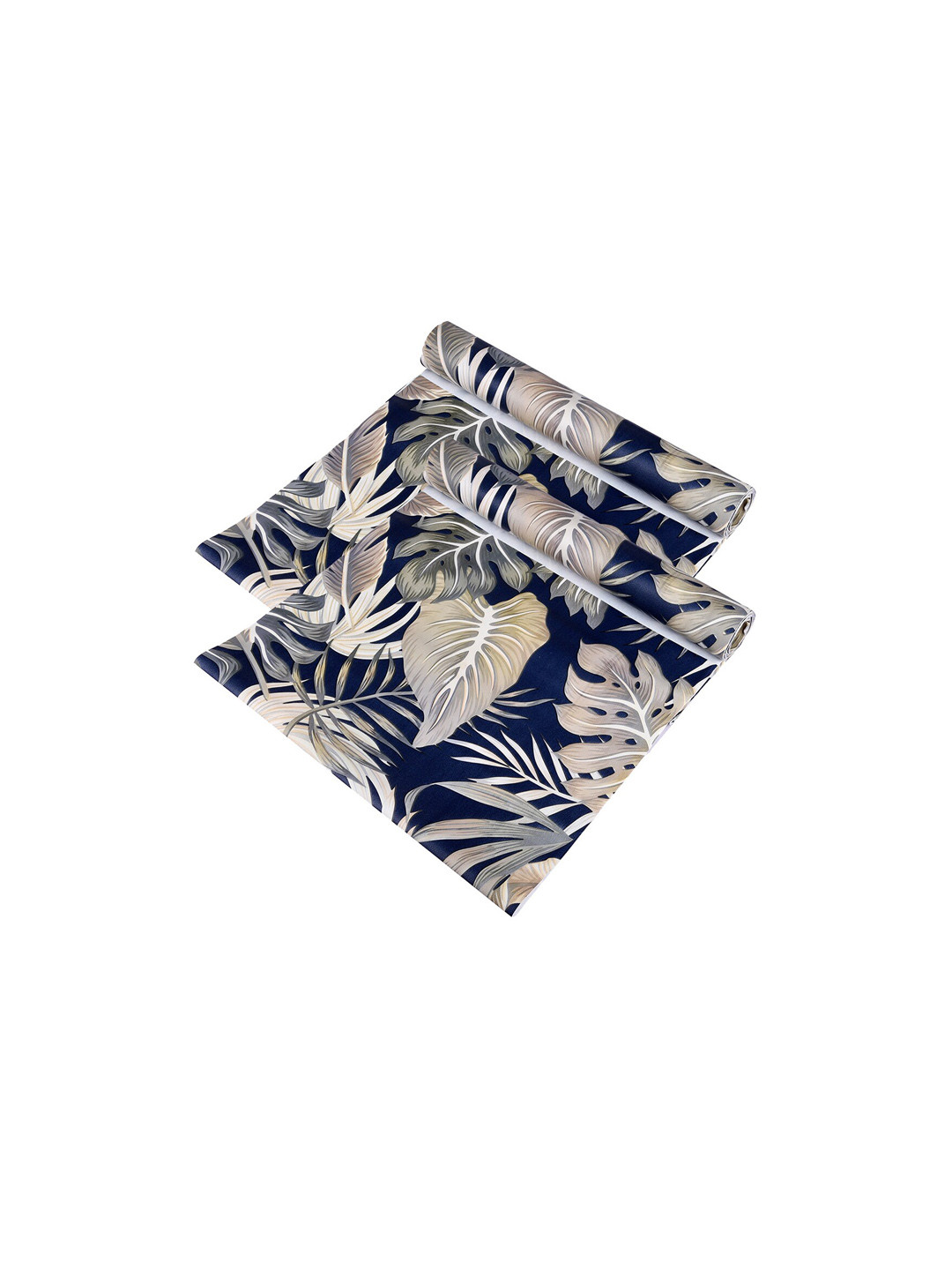 Kuber Industries Blue 2 Pieces Printed Anti-Slip Roll Mat Shelf Liners