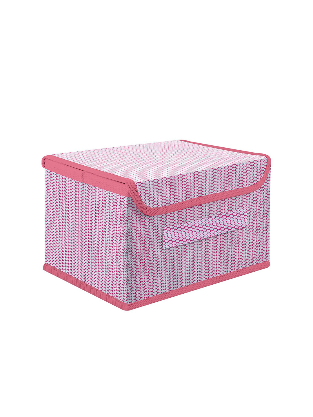Kuber Industries Pink & White Printed Storage Box Organiser