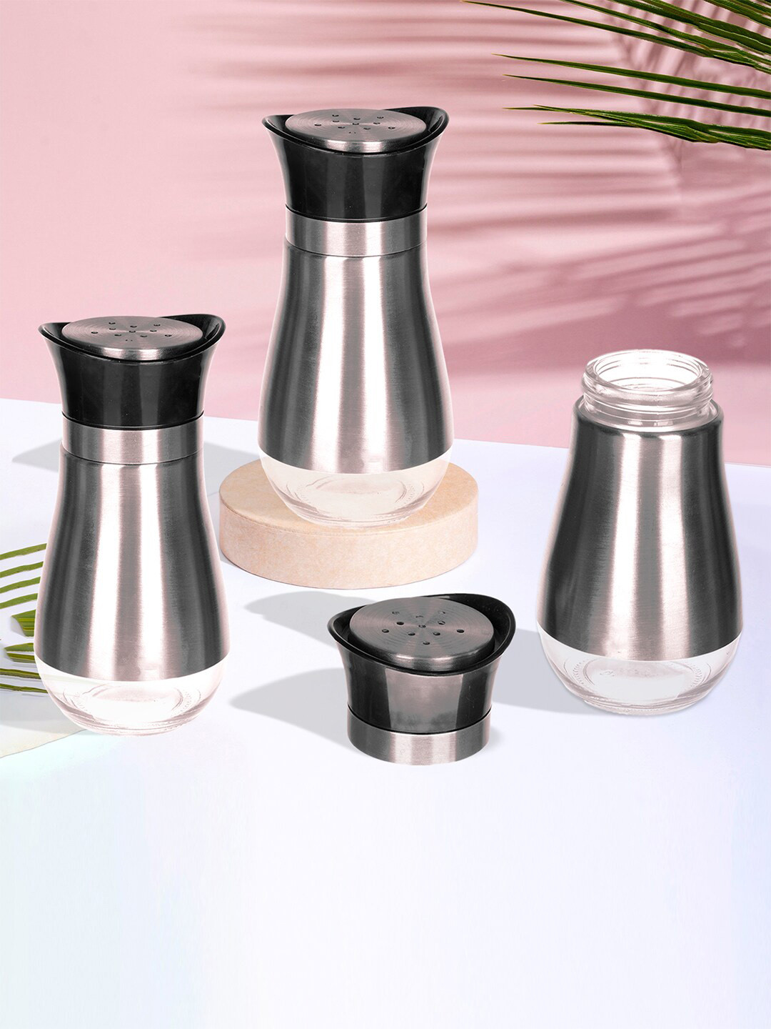 Kuber Industries Grey 3 Pieces Salt Shaker Box