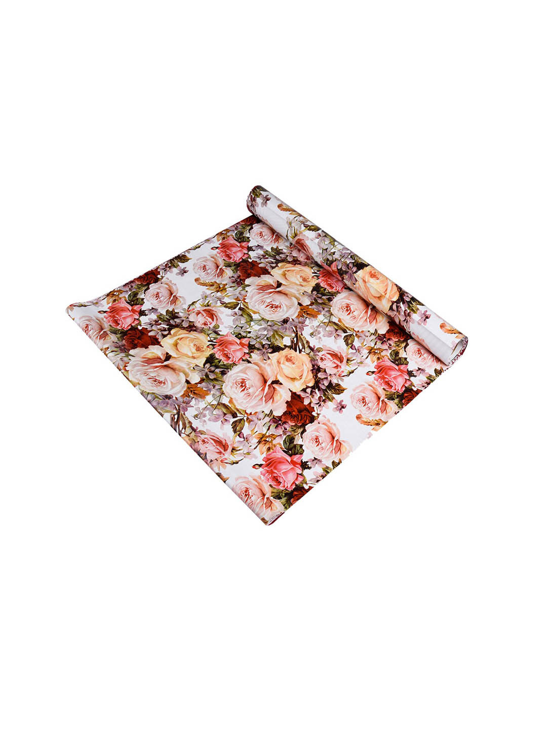 Kuber Industries White & Grey Floral Printed Shelf Liner Cabinet Mat