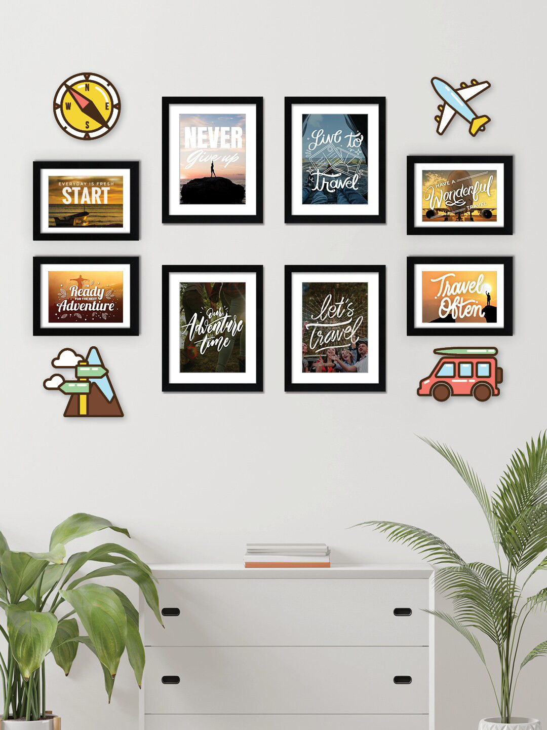 RANDOM Black8 Pieces Photo Frames with Plaques