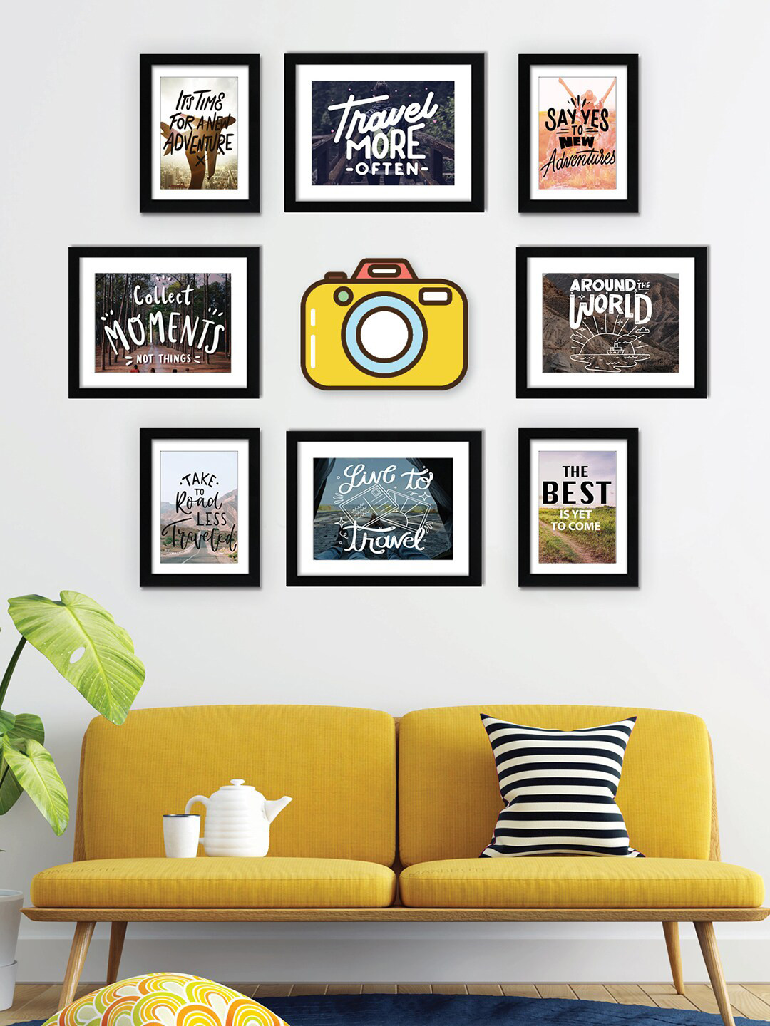 RANDOM Black 8 Pieces Photo Frames with Plaques