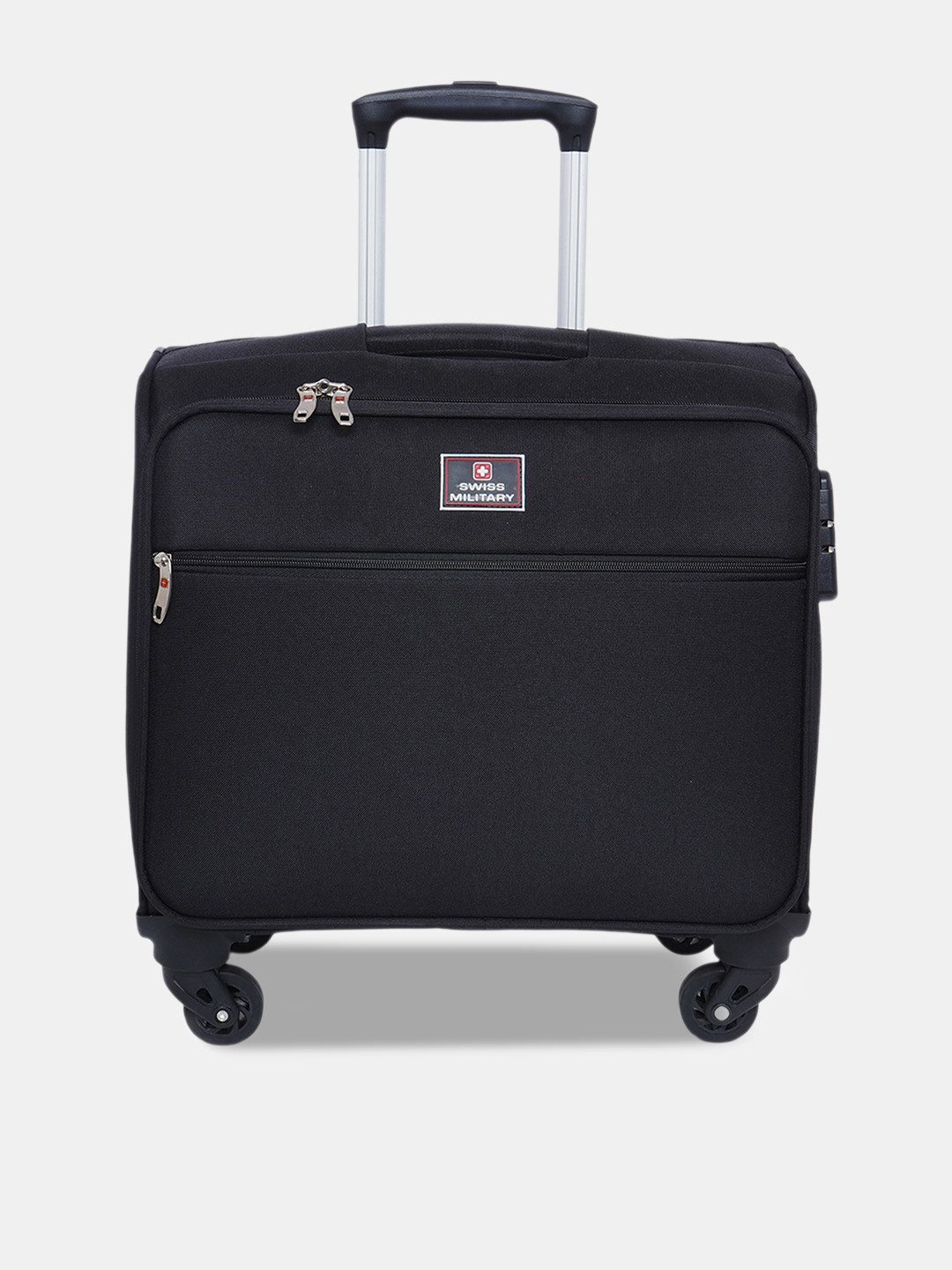 SWISS MILITARY Textured 360 Degree Rotation Soft Overnighter Trolley Bag