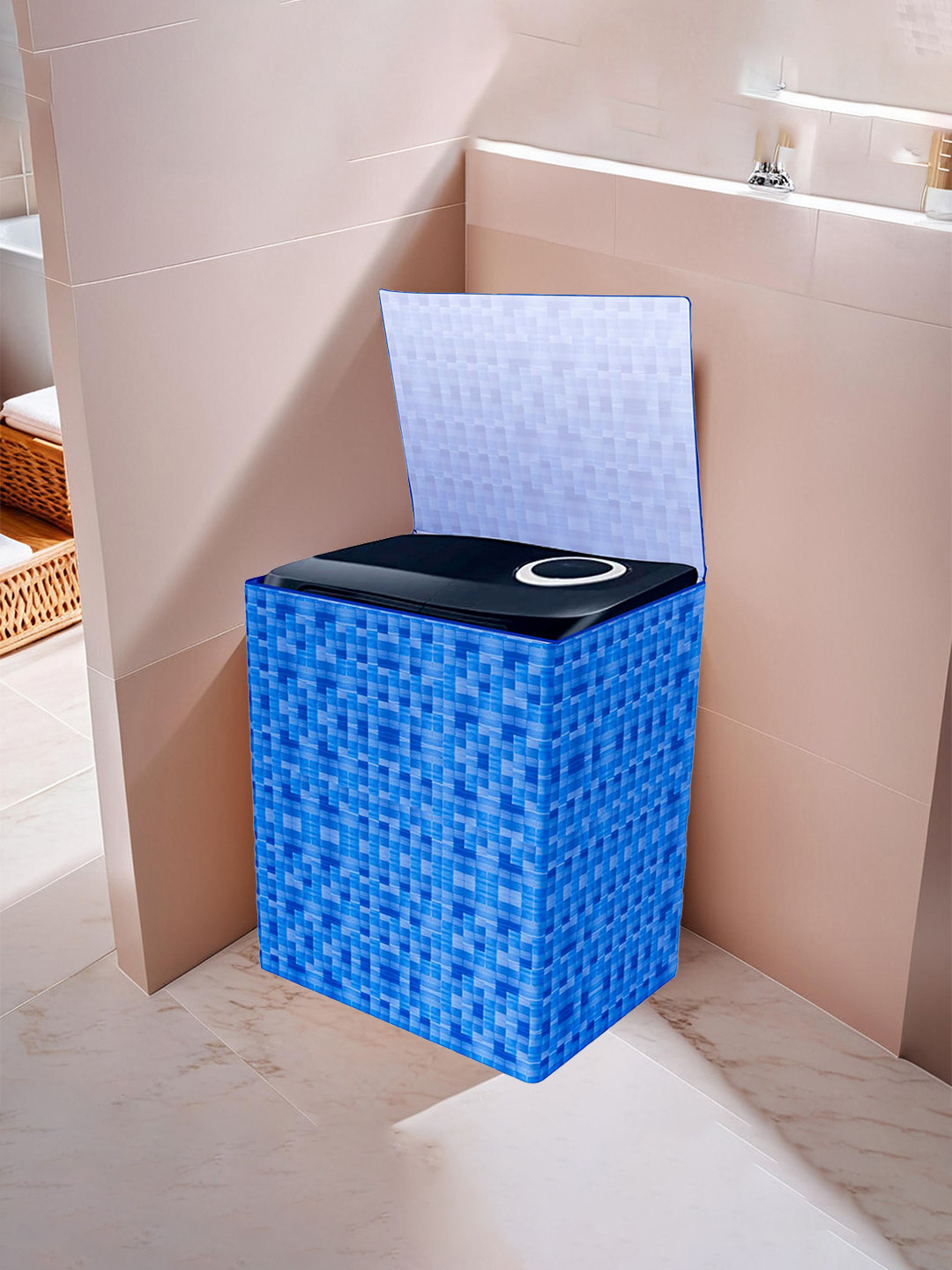 Kuber Industries Blue Printed Top Load Washing Machine Cover