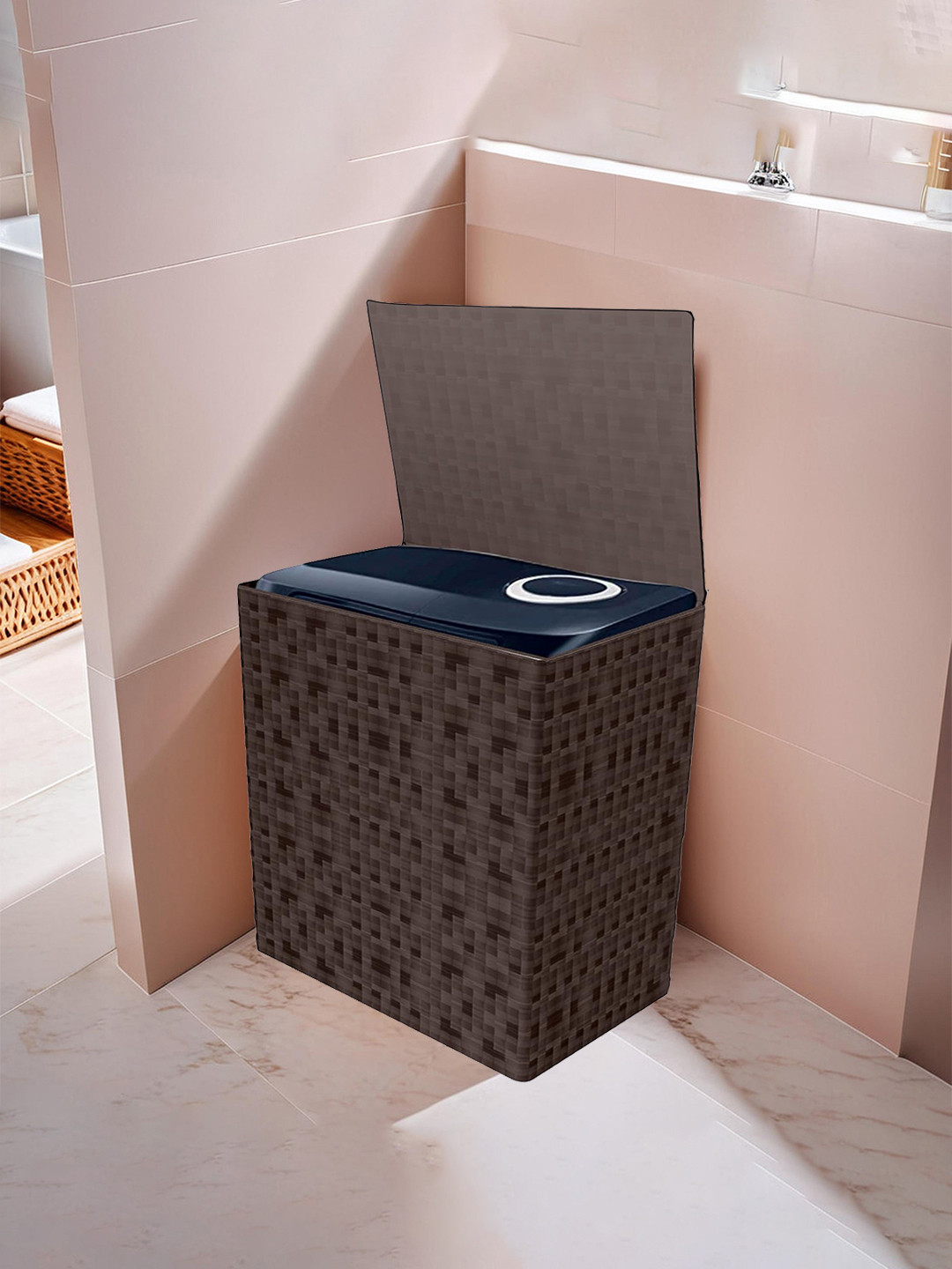 Kuber Industries Brown Printed Top Load Washing Machine Cover