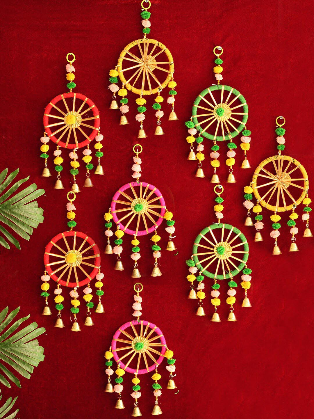 TIED RIBBONS Fabric Tasselled Matte Hanging Hall 8Pcs Tapestries & Macrame-11.8In