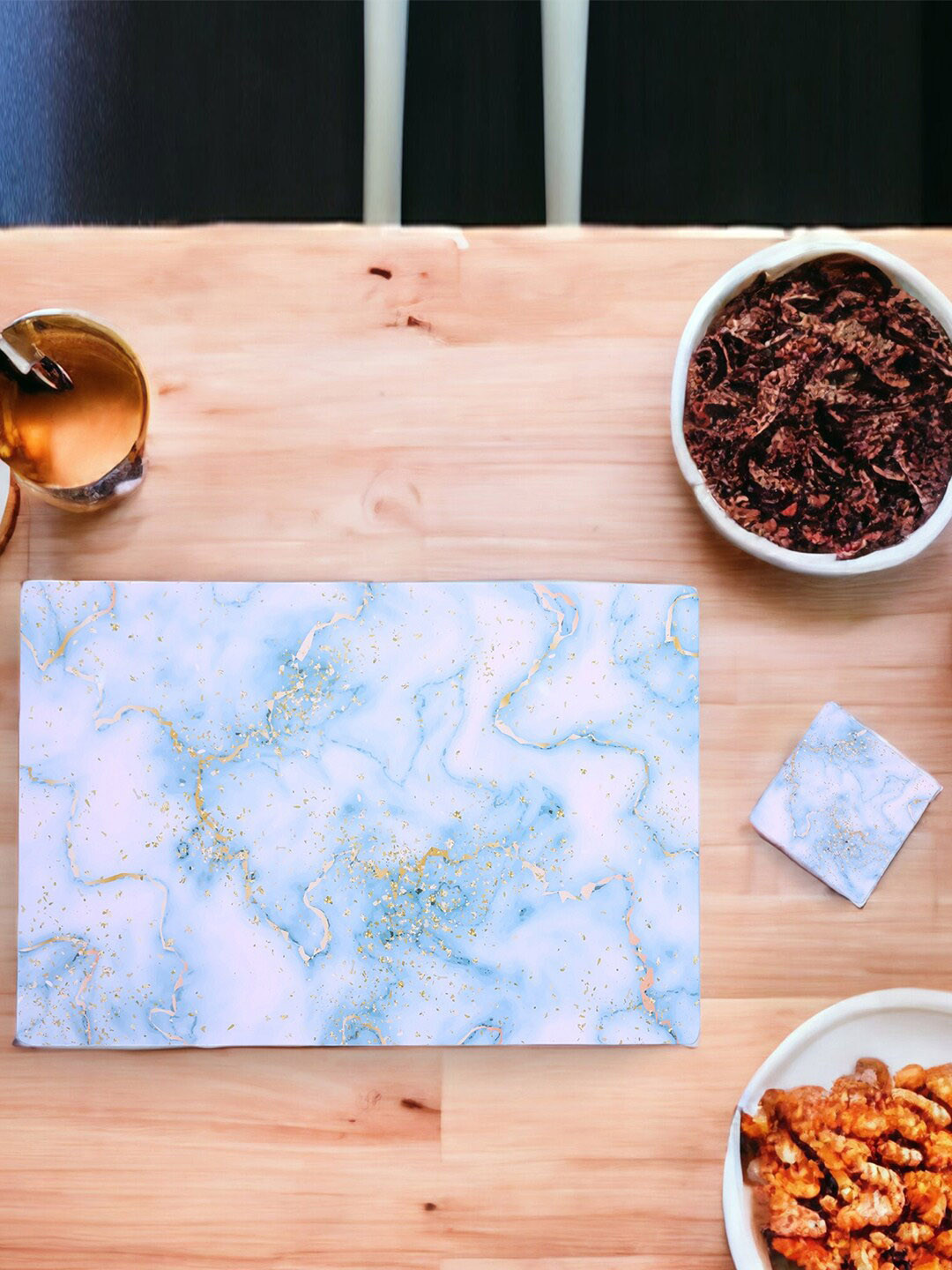 Kuber Industries Blue 12-Pieces Printed Table Placemat & Coasters Set