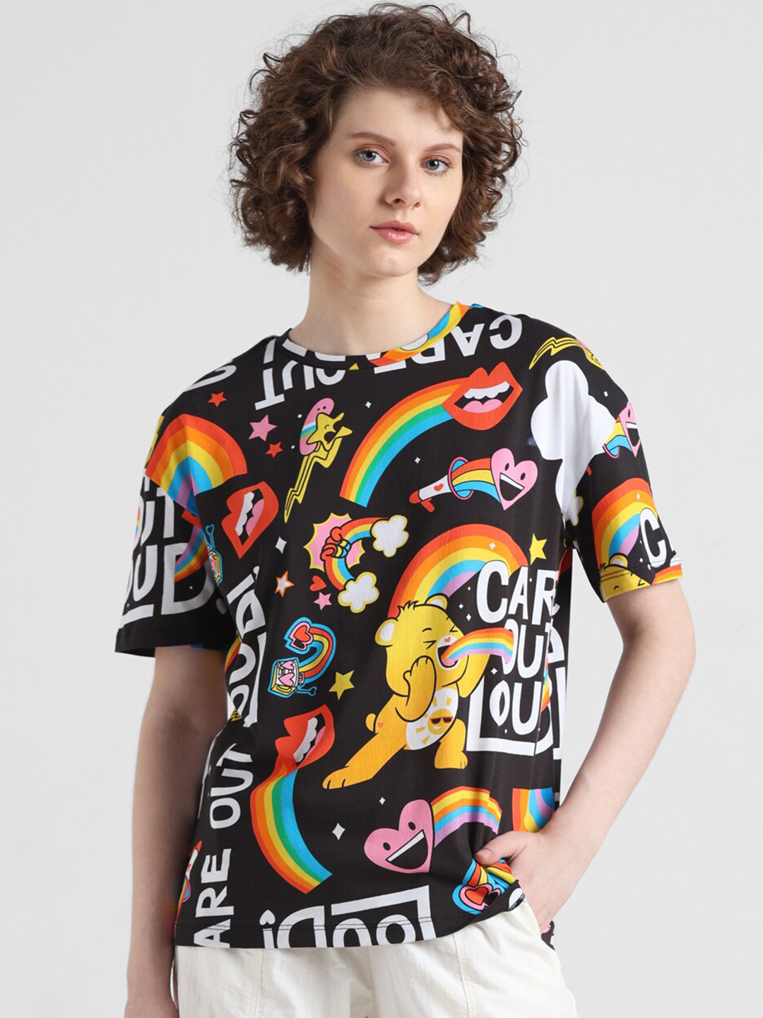 ONLY Onlbingo New Aop Ss Floral Printed Oversized Pure Cotton T-shirt