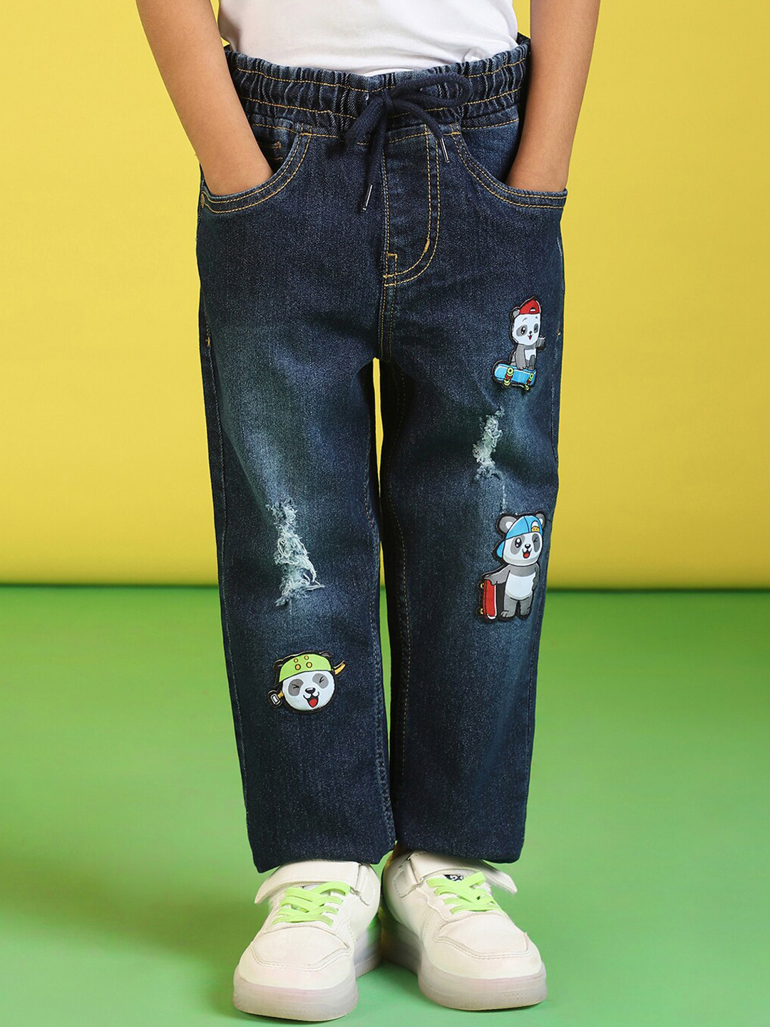 Nauti Nati Boys Jean Low Distress Light Fade Applique Stretchable Jeans