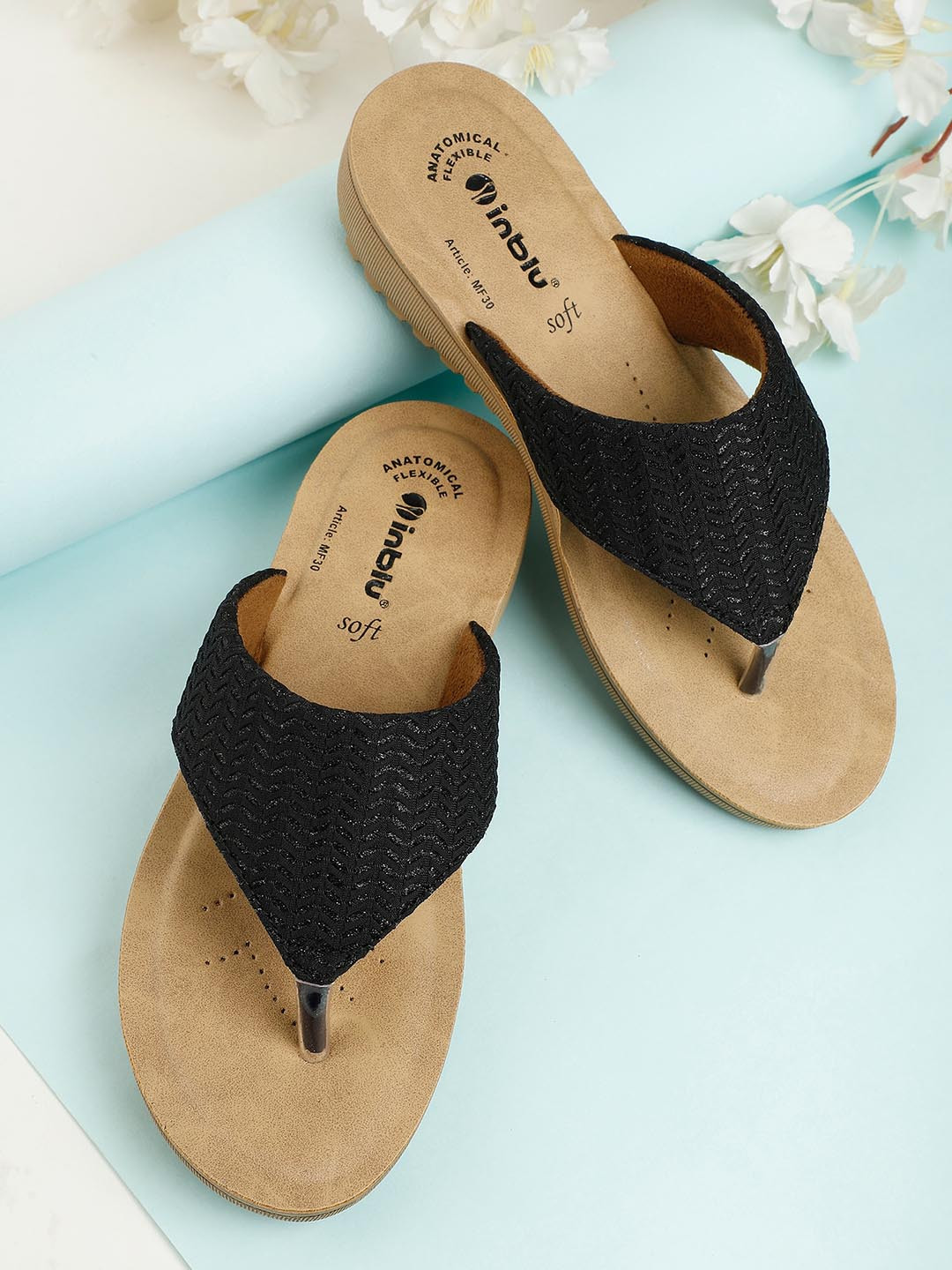 Inblu Textured Lightweight & Anti Skid Open Toe Flats