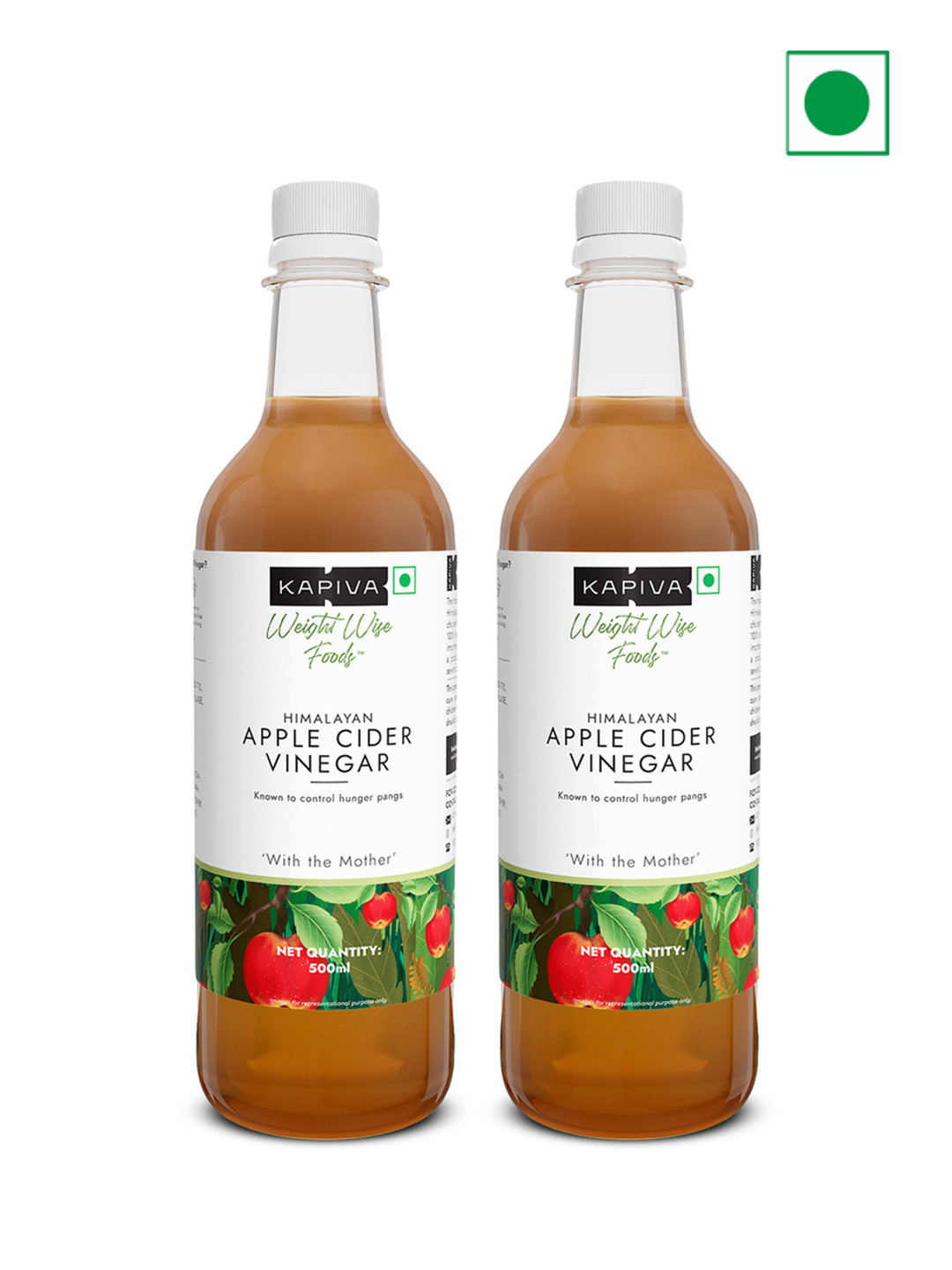 Kapiva Set of 2 Weight Wise Foods Himalayan Apple Cider Vinegar With The Mother-500ml Each