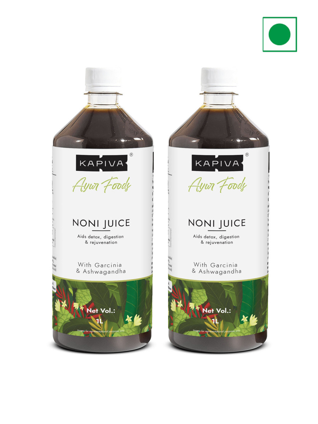 Kapiva Set Of 2 Noni Juice With Garcinia & Ashwagandha For Absorption - 1L Each