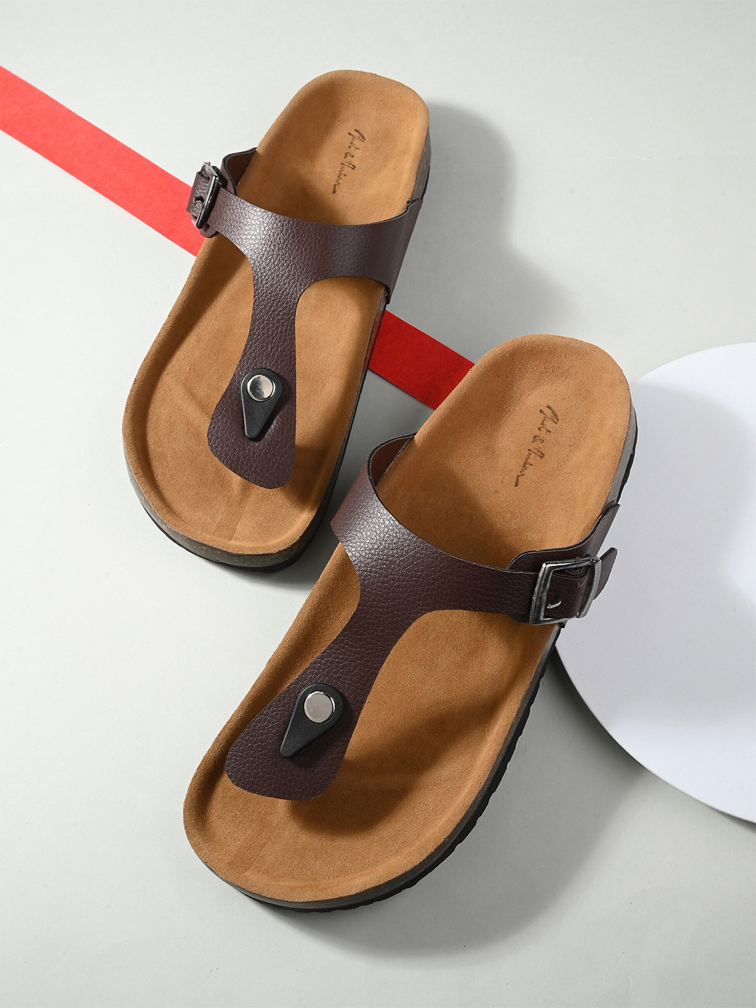 Mast & Harbour Brown & Tan Slip-On Comfort Sandals