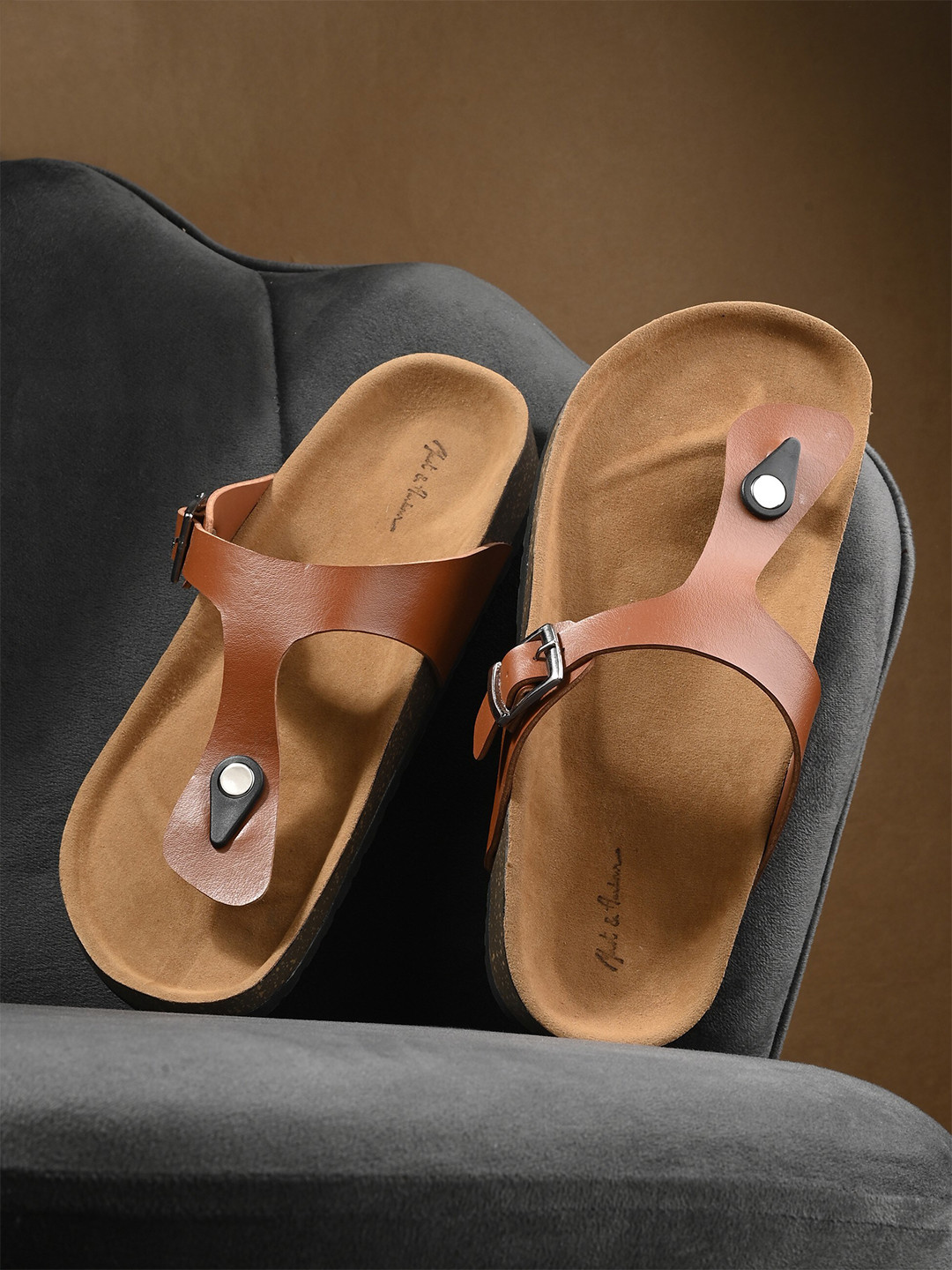 Mast & Harbour Tan Slip-On Comfort Sandals