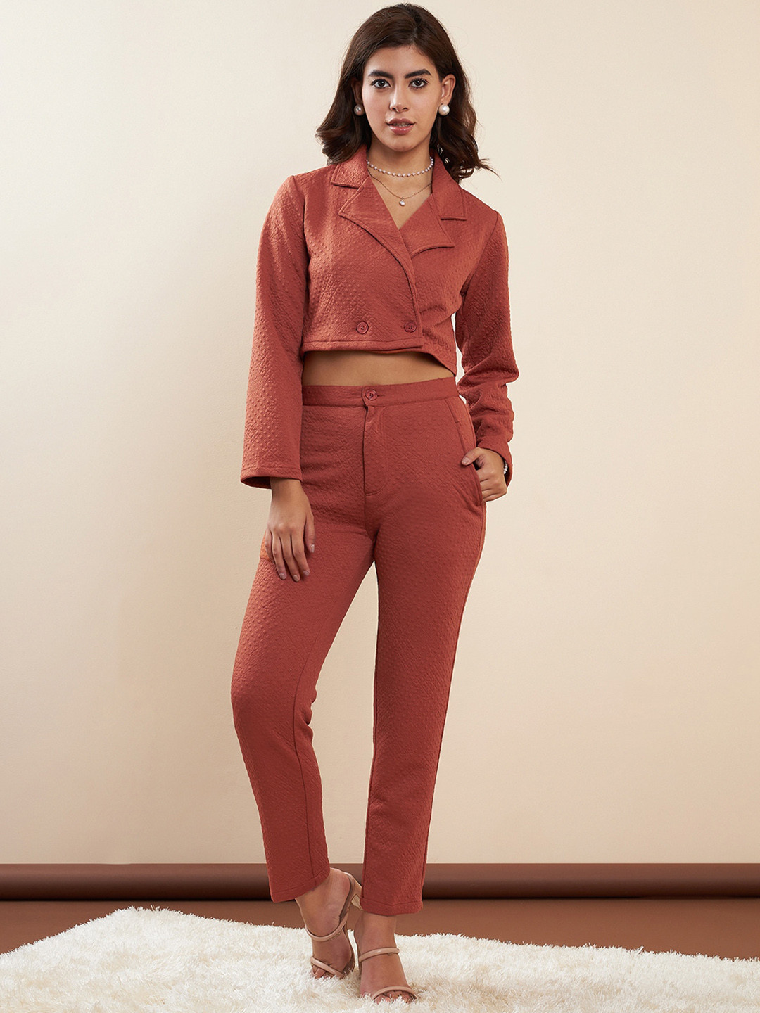 StyleStone Self-designed Crop Blazer & Trousers