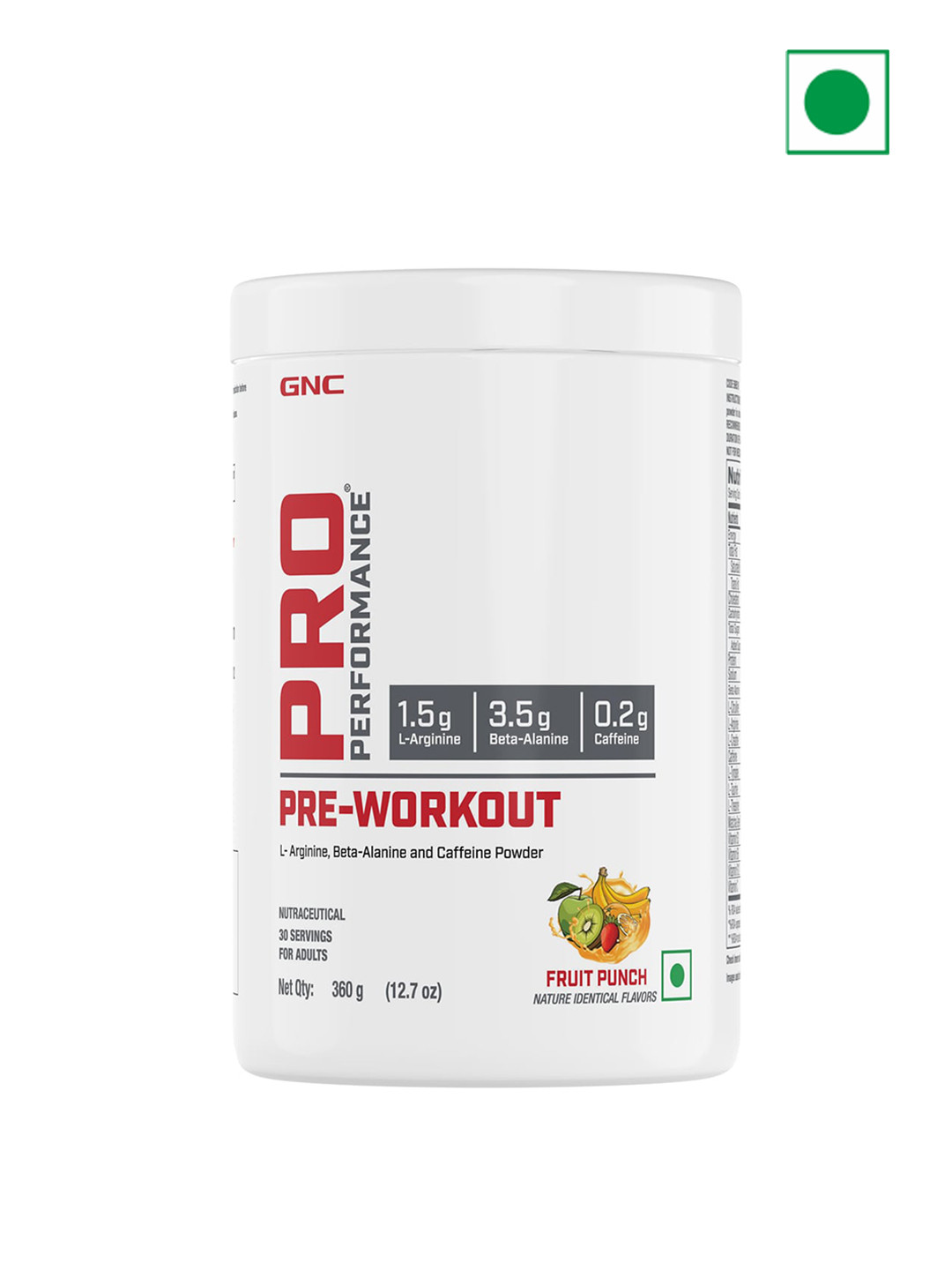 GNC Pro Performance Fruit Punch Pre-Workout Powder with Caffeine - 360 gms