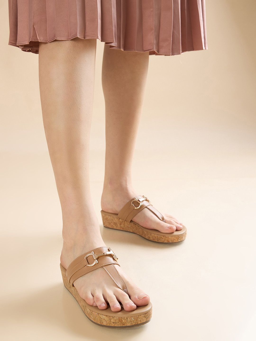 Rocia Buckle Detail Open Toe Flatform Heels