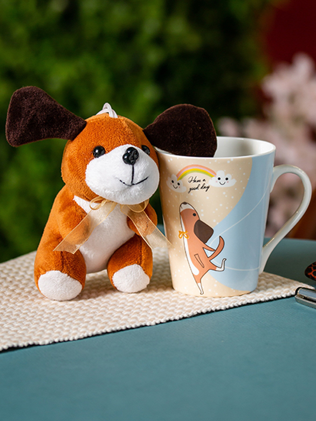 CLAY CRAFT Blue Animal Print Ceramic Microwave Safe Mug-340ml