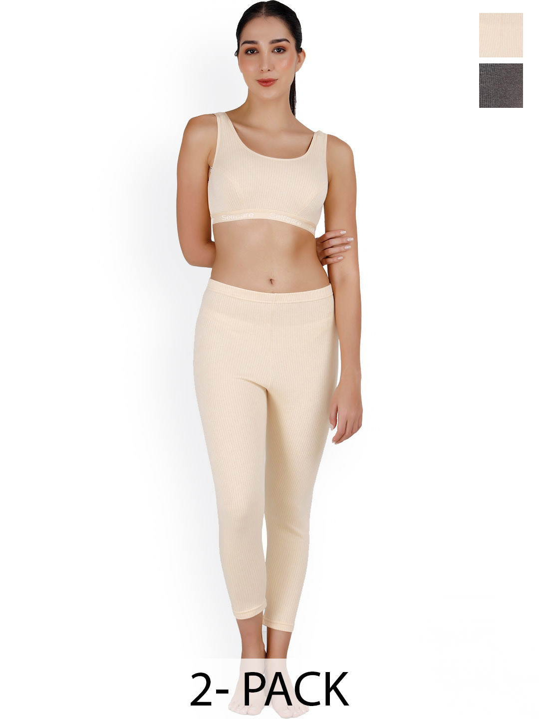 SELFCARE Pack Of 2 Striped Thermal Sets