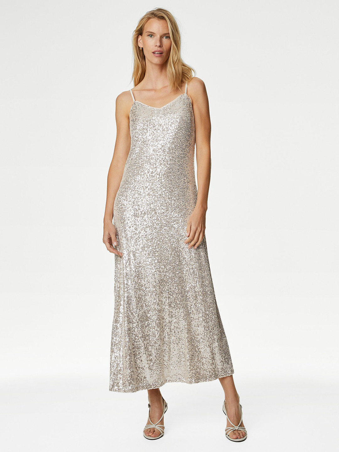Marks & Spencer Champagne Embellished Maxi Dress