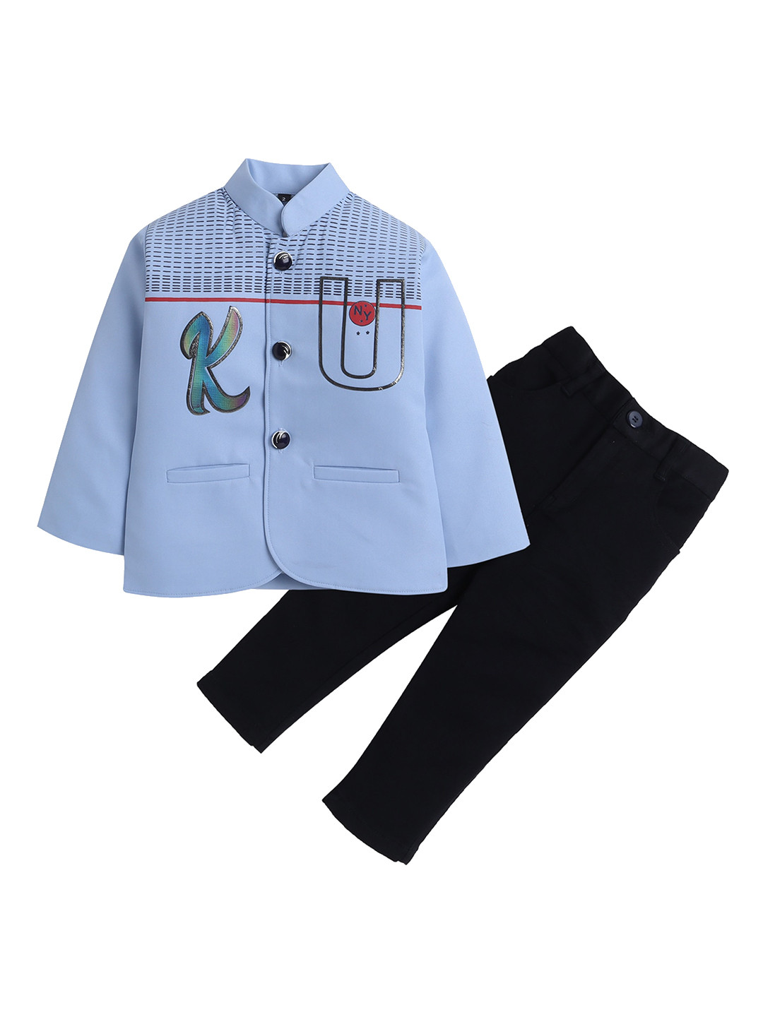 Lil homies Infant Boys Printed Bandhgala Jodhpuri Suits