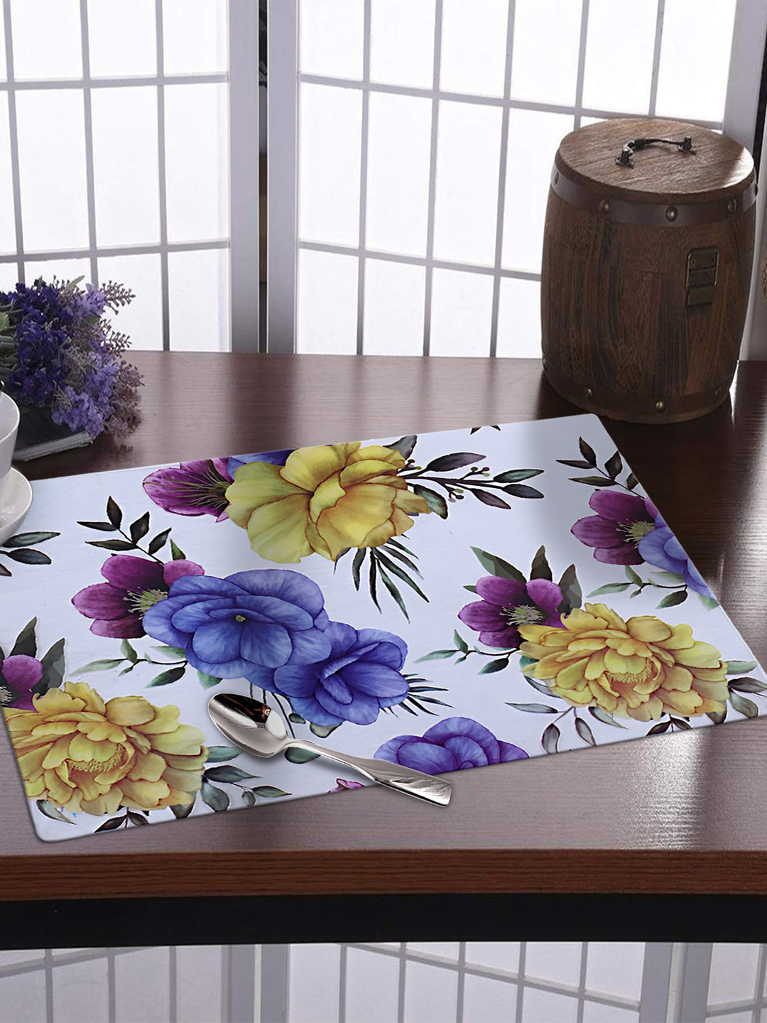 Kuber Industries White & Blue 6 Pieces Printed Fridge Mats