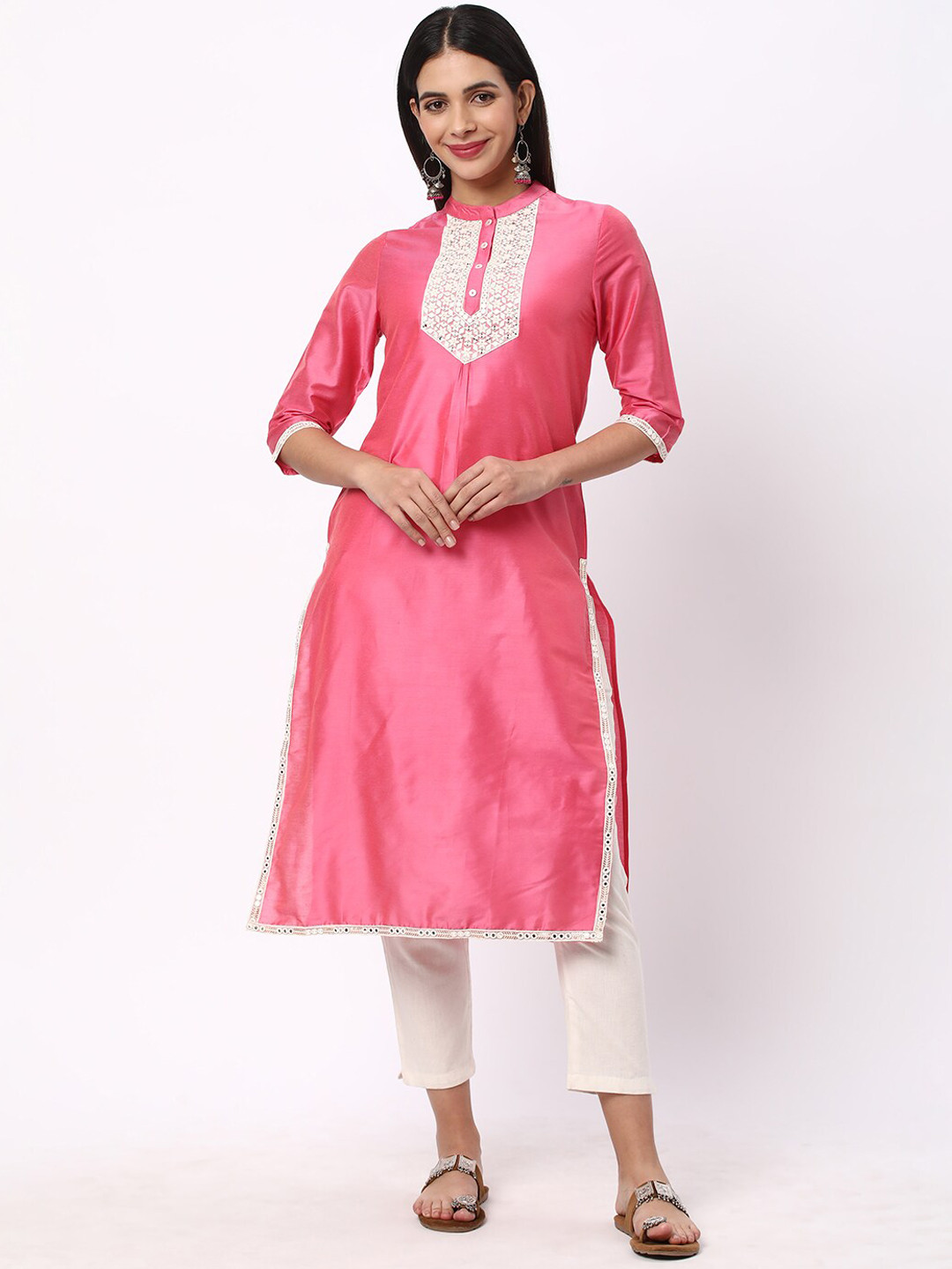 R&B Geometric Yoke Design Mirror Work Kurta