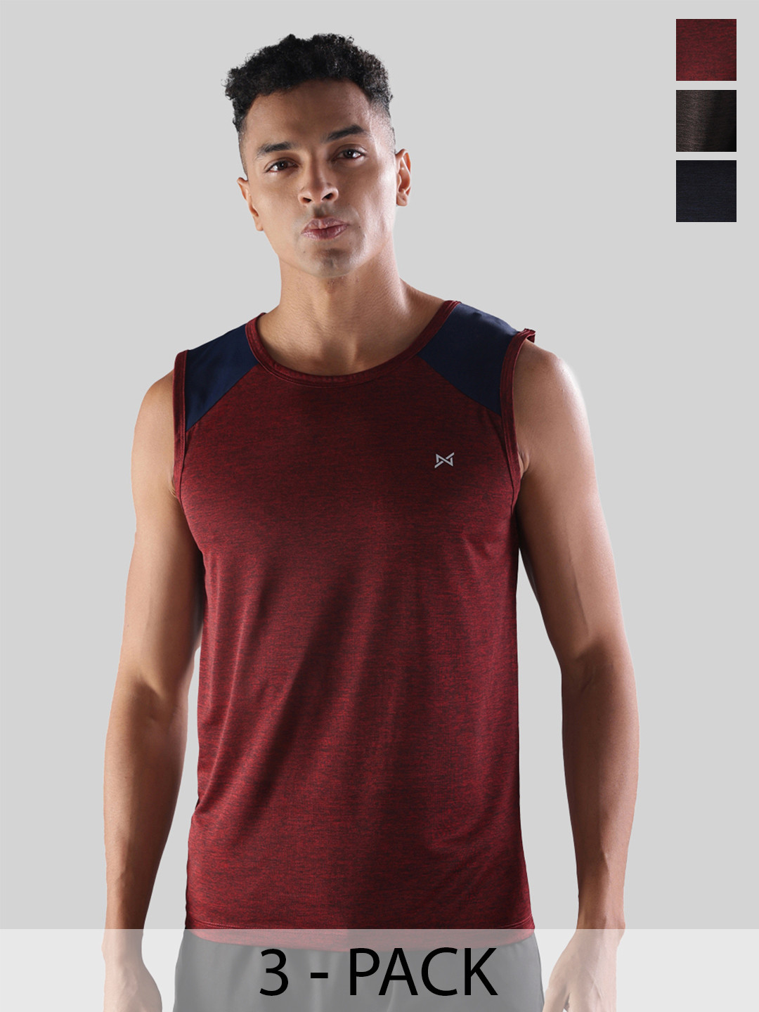 Force NXT Men Microfiber Anti Viral Anti Odour Cool Pack Of 3 Sports Muscle T-Shirt