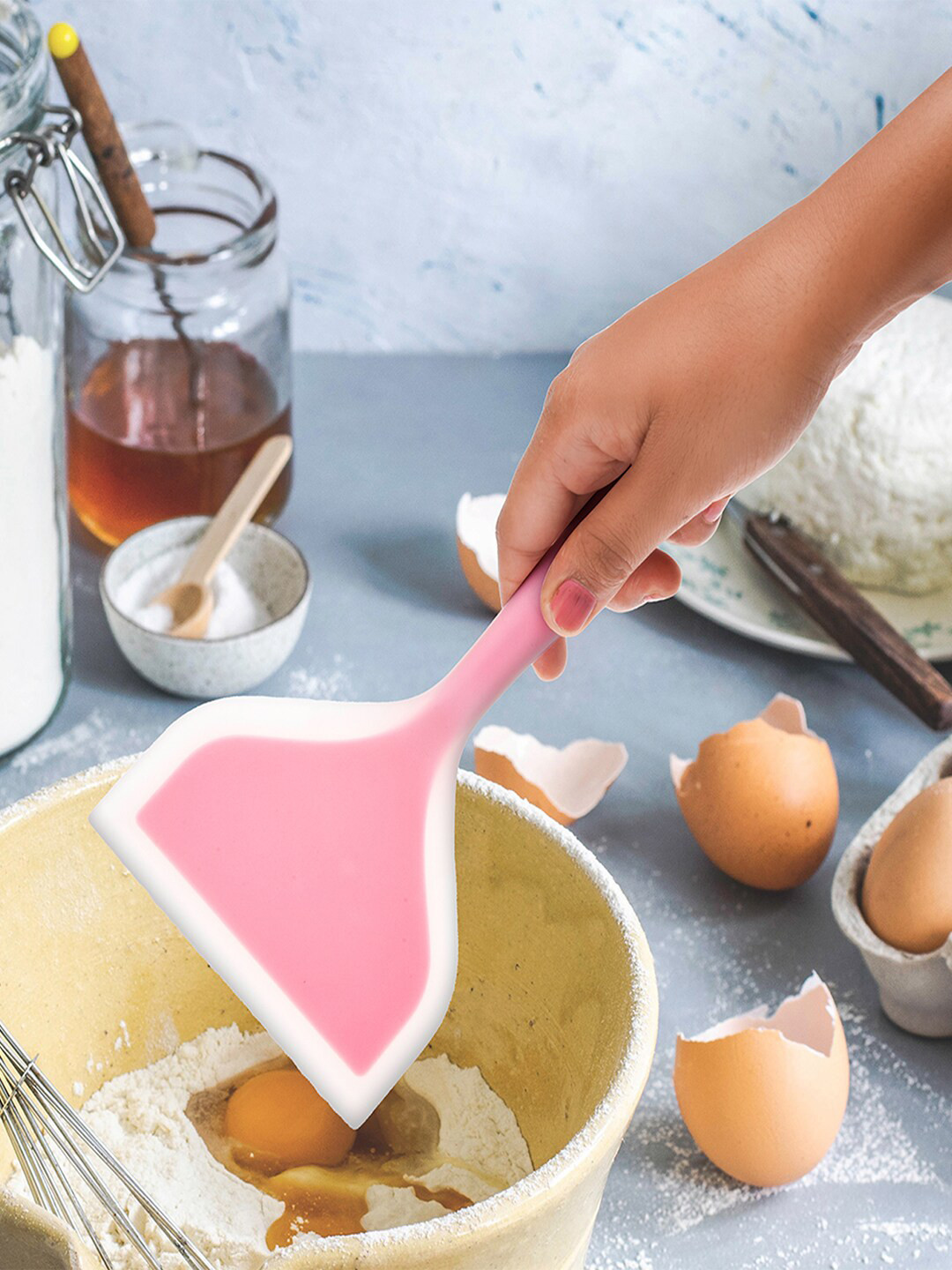 Kuber Industries Pink & White Wide Spatula Kitchen Turners