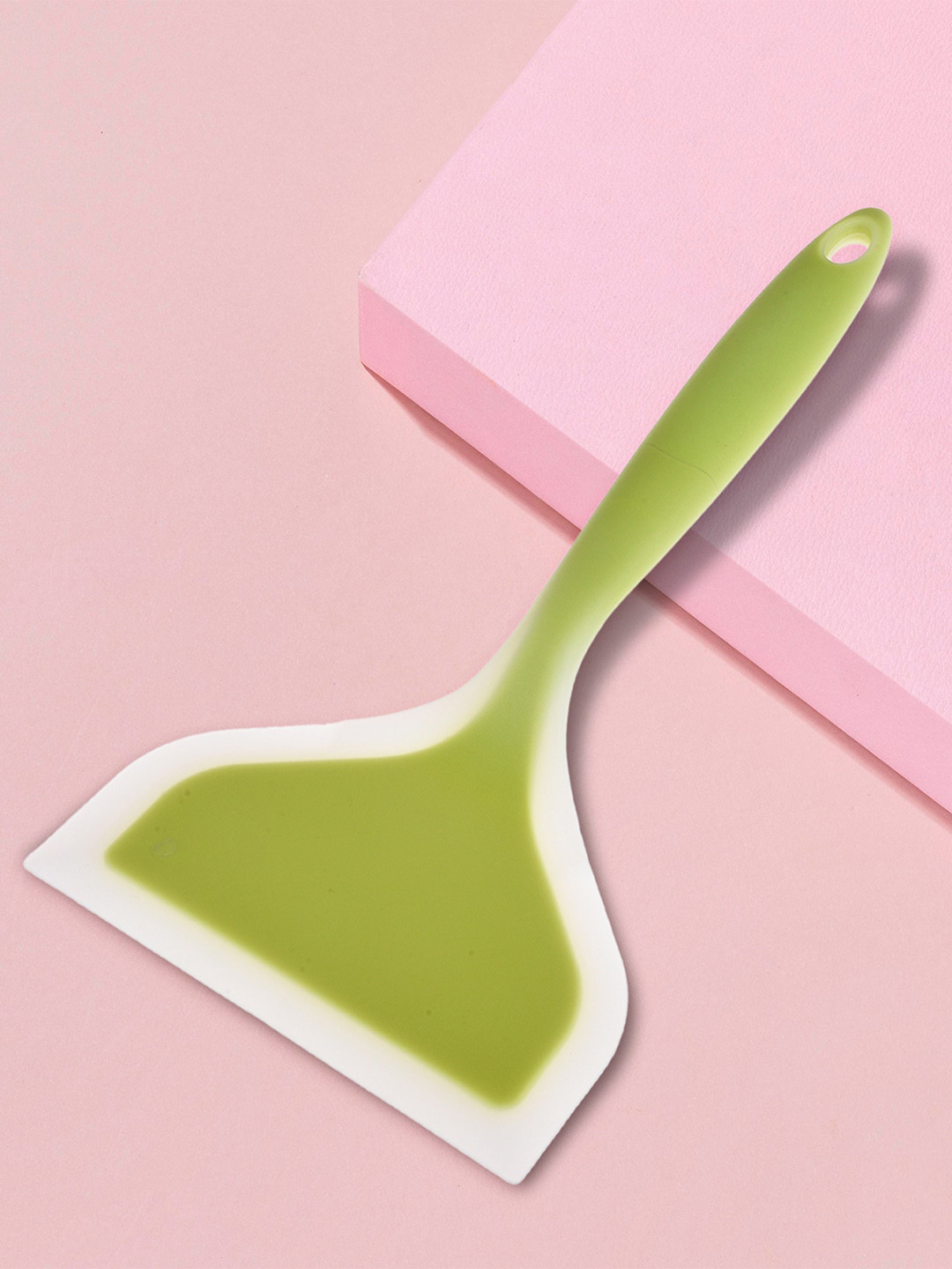 Kuber Industries 4 Pcs Green Wide Silicone Omelet Turner Spatula