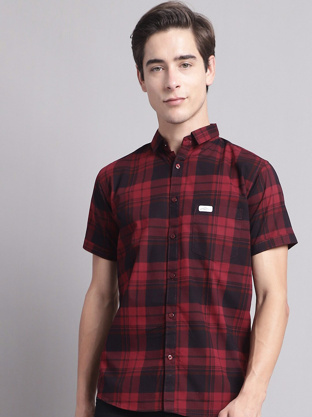Majestic Man Classic Slim Fit Tartan Checked Pure Cotton Casual Shirt