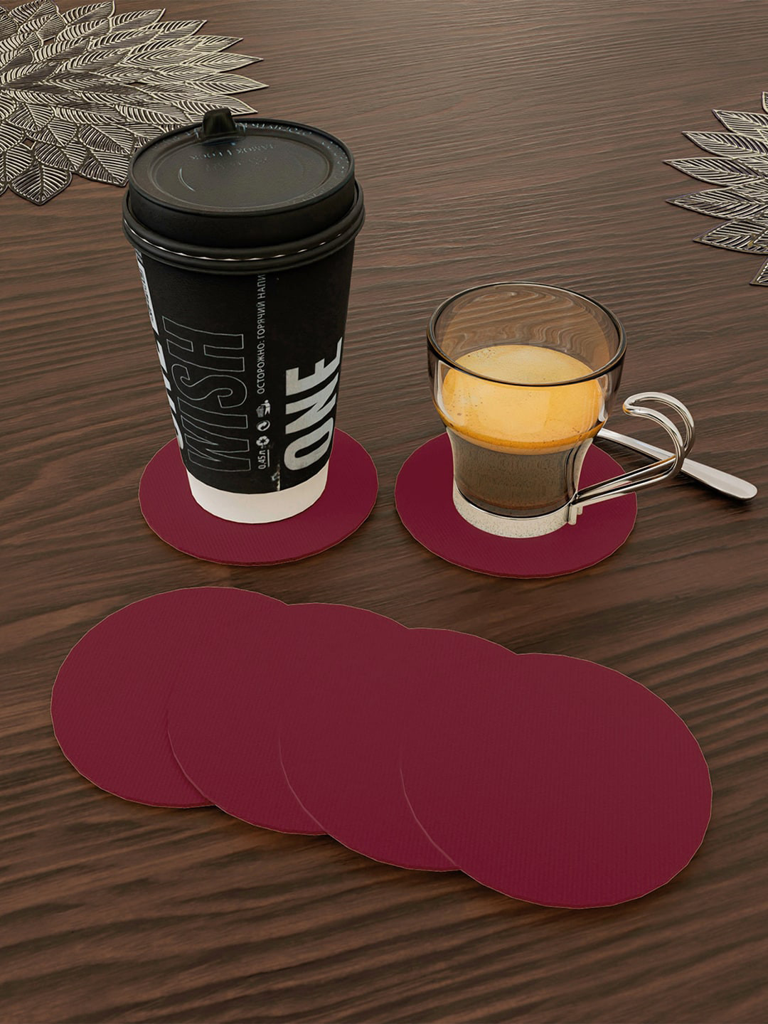 Kuber Industries 12 Pcs Red Round Coasters