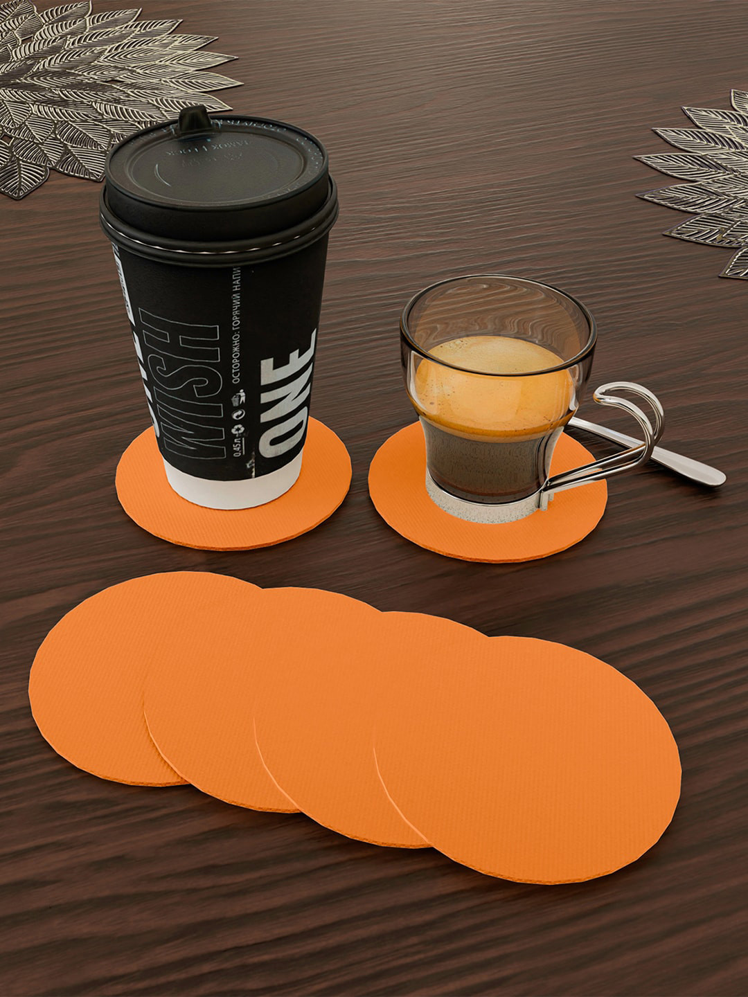 Kuber Industries Orange Set Of 12 Round Coaster