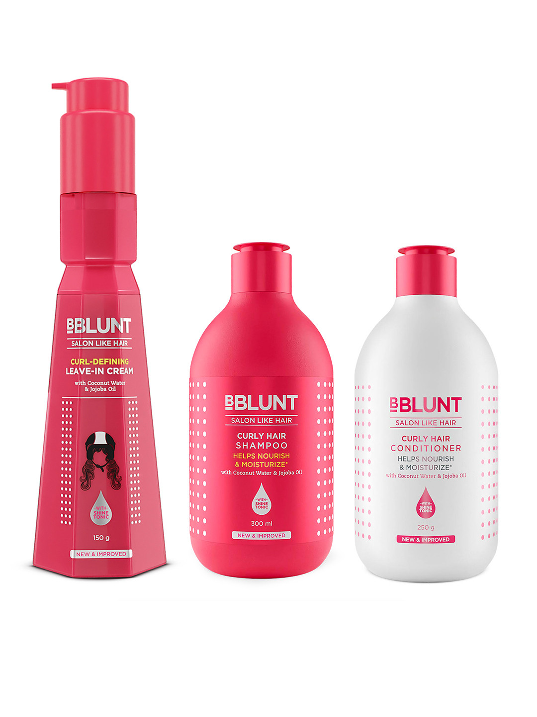 BBLUNT Curly Hair 3-Step Regime - Shampoo 300ml + Conditioner 250g + Tonic 150g