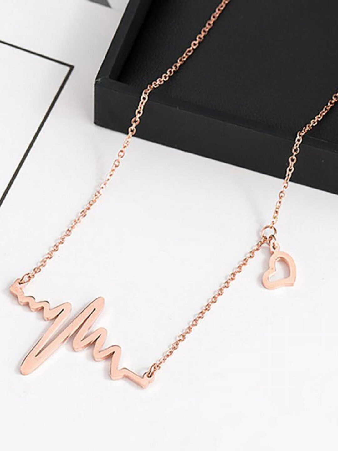 Krelin Gold Plated Heartbeat Pendant With Chain