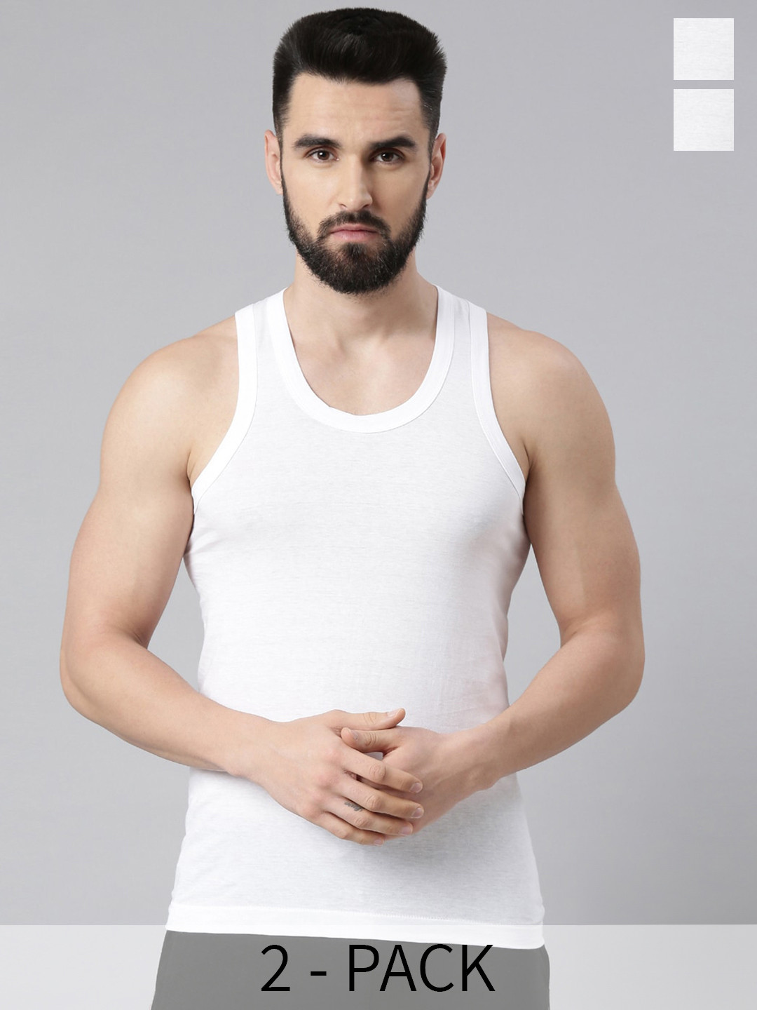 Force NXT Pack Of 2 Men Super Combed Cotton White Vest
