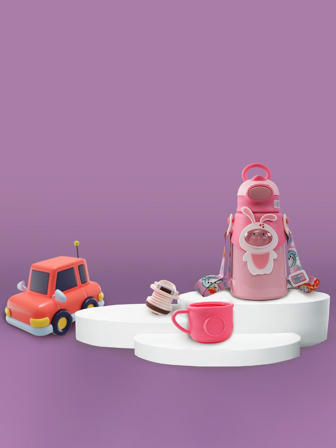 Yellow Bee Pink Bunny Stainlees Steel Flask 500 Ml