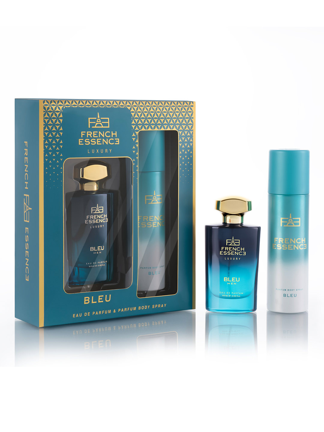 FRENCH ESSENCE Men Set of Bleu Luxury Eau De Parfum - 60ml & Parfum Body Spray - 120ml