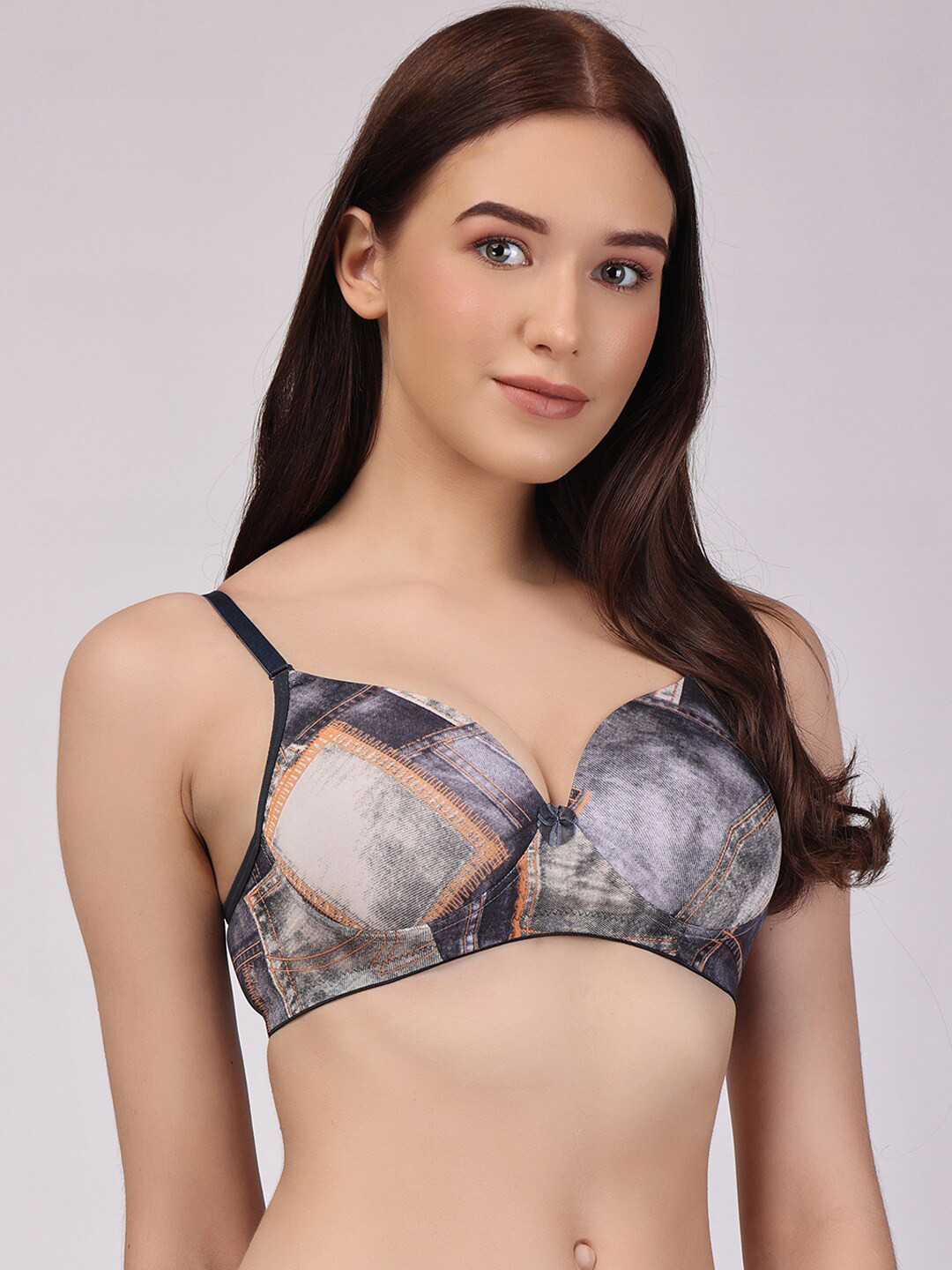 Floret Abstract Printed Full Coverage Lightly Padded Bra All Day Comfort