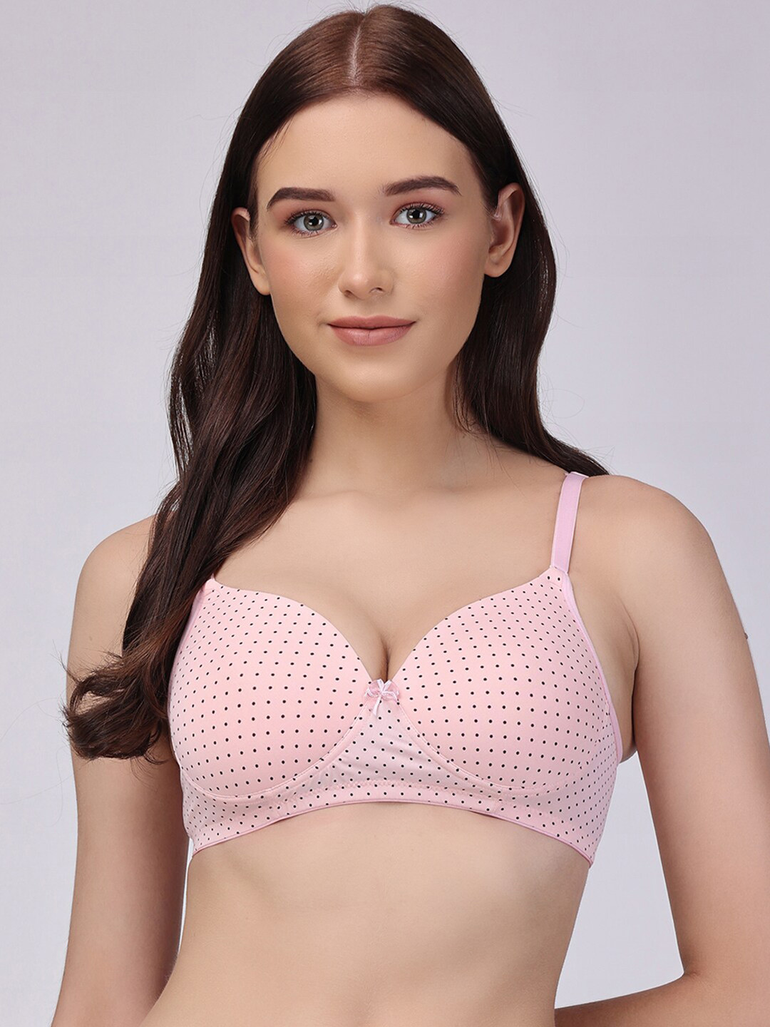 Floret Assorted Polka Dot Printed Full Coverage Cotton T-shirt Bra With All Day Comfort