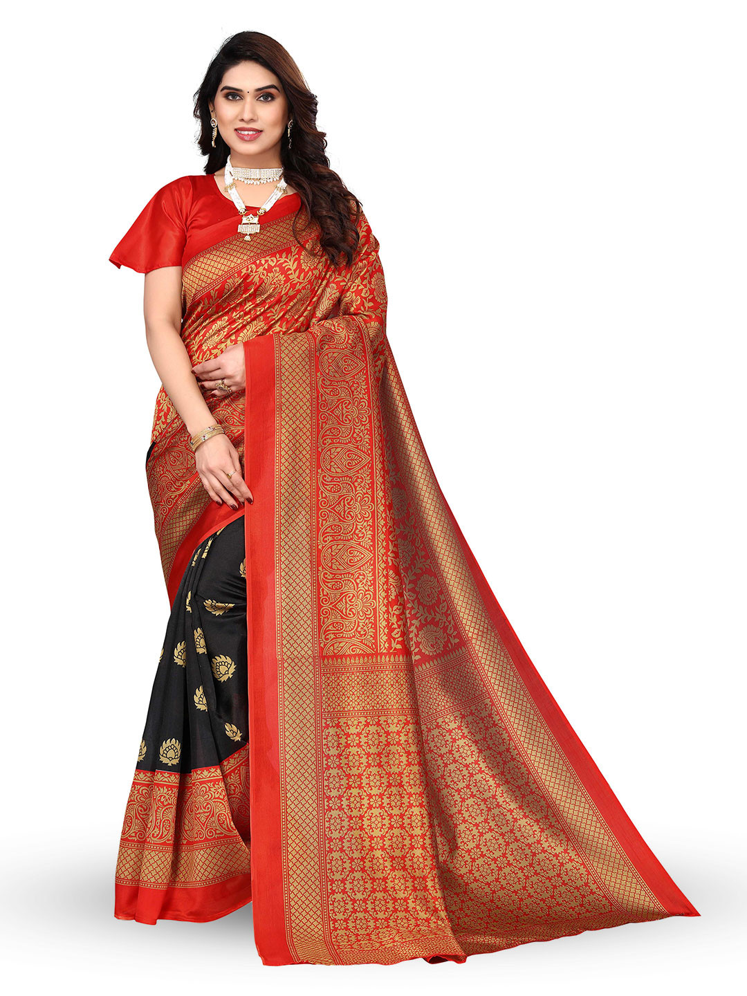 KALINI Ethnic Motifs Printed Art Silk Banarasi Saree