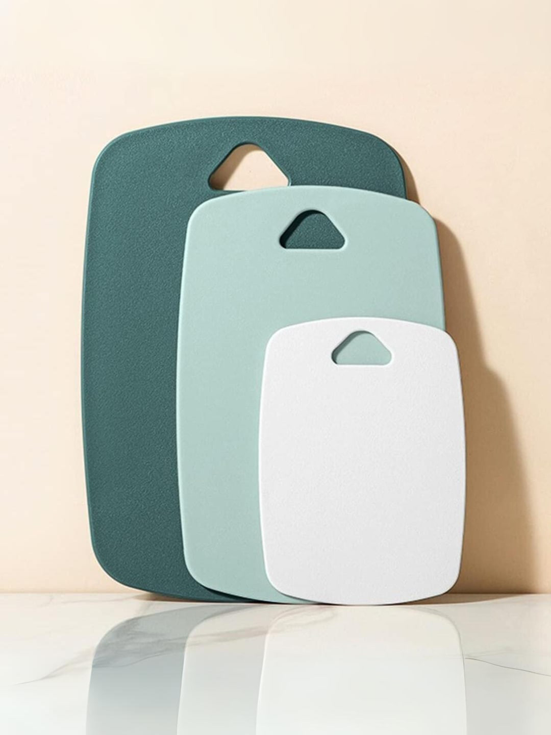 YELONA 3 Pcs Green & White Non Slip Chopping Boards