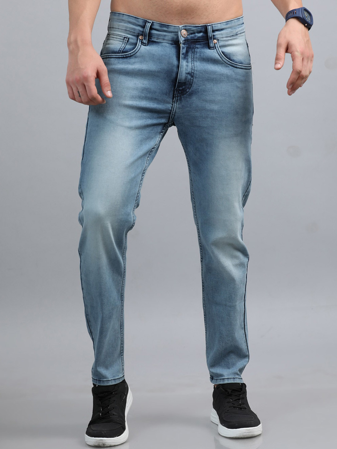 Bushirt Men Slim Fit Heavy Fade Clean Look Stretchable Jeans