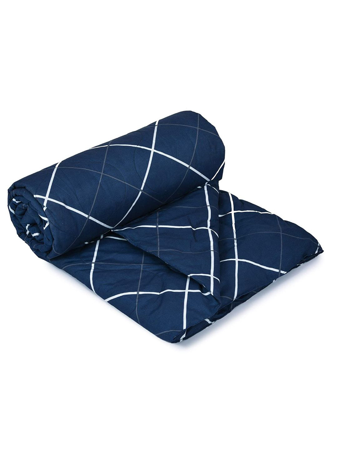 RRC Navy Blue Geometric Reversible Microfiber 200 GSM Mild Winter Single Bed Comforter
