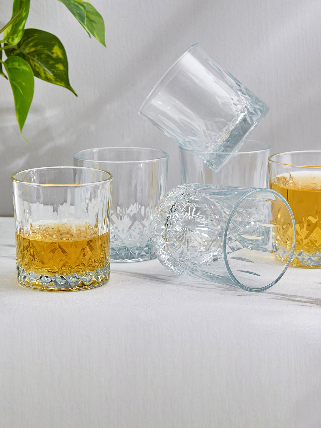 Home Centre Mizu 6 Pcs Transparent Double Old Fashioned Whisky Glasses - 300 ML Each
