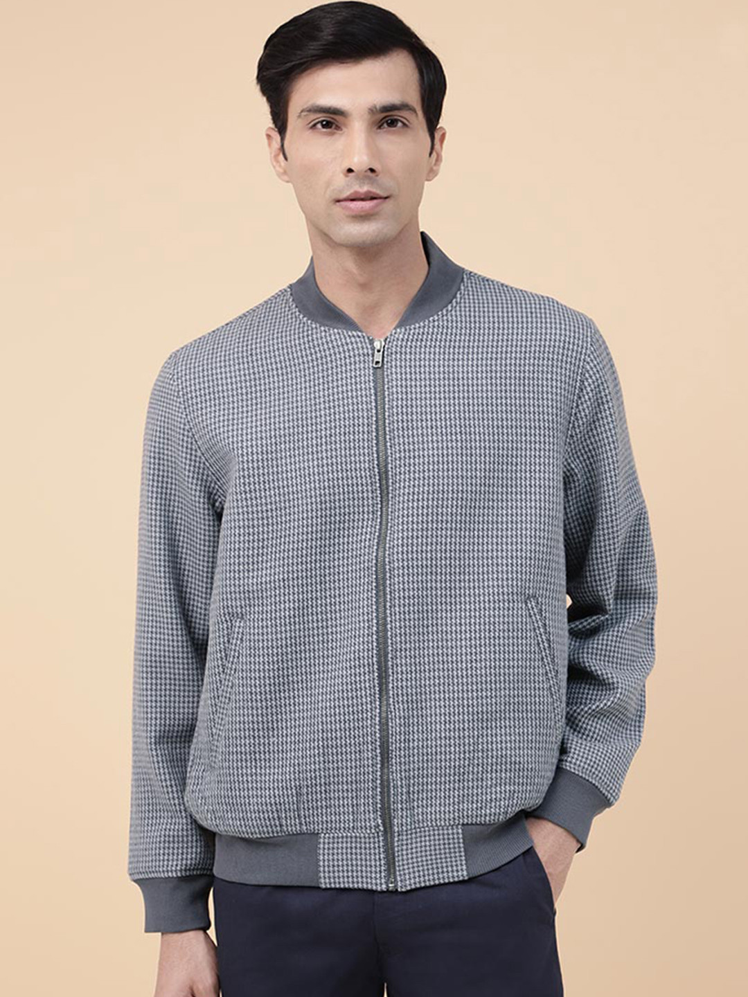 Fabindia Checked Woollen Bomber Jacket